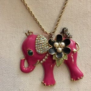 Betsy Johnson Pink elephant and earrings